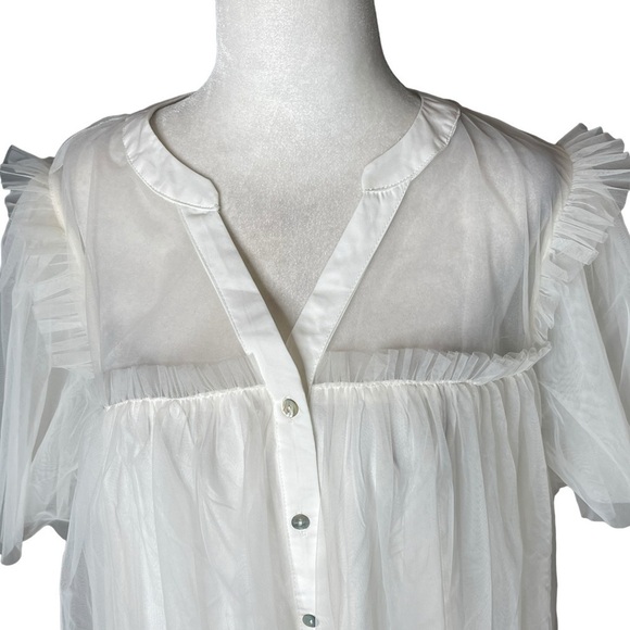 Sunday in Brooklyn Tulle Swing Blouse Anthropologie Button Down Size Large NWT - Picture 7 of 13